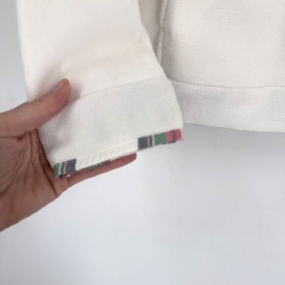 Crown & Ivy NWT Women's Ivory Tartan Plaid Fleece Pullover Jacket Size L Holiday - Picture 4 of 11